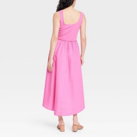 A New Day NWT Women's S Black Ribbed Square Neck Stretch Midi Ballet Dress XL - Picture 3 of 3